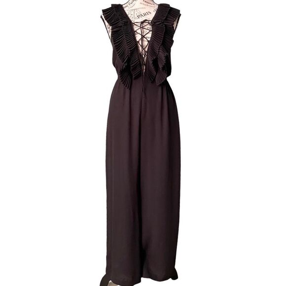 Delfi Collective Black Bonnie Lace-Up Ruffle Jumpsuit - Picture 4 of 16